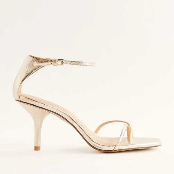 Reformation Gigi Strappy Mid Heel Sandals Gold Size 9 - Picture 3 of 10